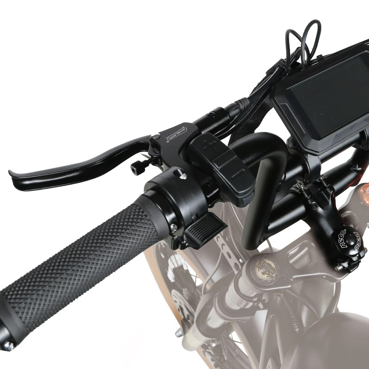 Close-up of the handlebar display and controls on the Pilot G/S